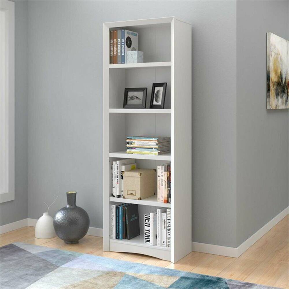 71" Tall 5 Shelf Bookcase Adjustable Shelves White 52 x 63 Bed Bath & Beyond 38908921